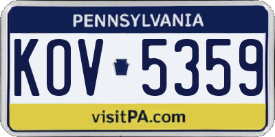 PA license plate KOV5359