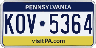 PA license plate KOV5364
