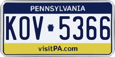 PA license plate KOV5366