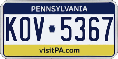 PA license plate KOV5367