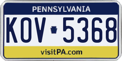PA license plate KOV5368