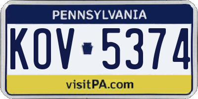 PA license plate KOV5374