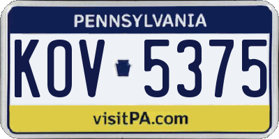 PA license plate KOV5375