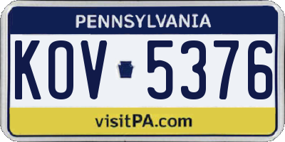 PA license plate KOV5376