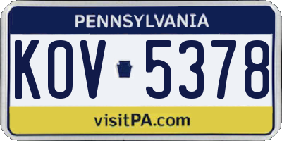 PA license plate KOV5378