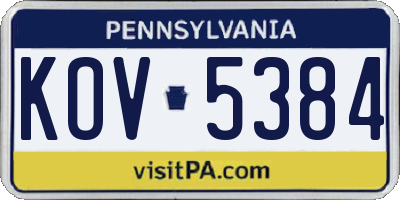 PA license plate KOV5384