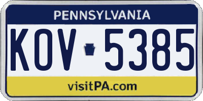 PA license plate KOV5385