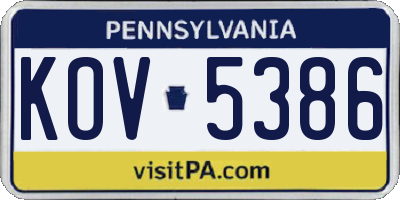 PA license plate KOV5386