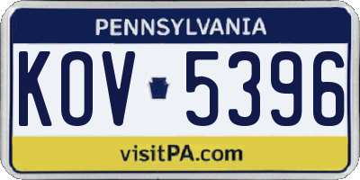 PA license plate KOV5396