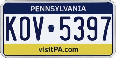 PA license plate KOV5397