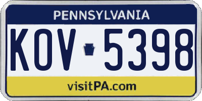 PA license plate KOV5398
