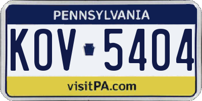 PA license plate KOV5404