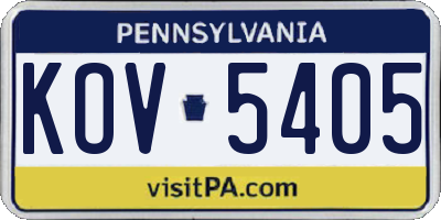 PA license plate KOV5405