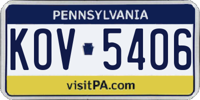 PA license plate KOV5406