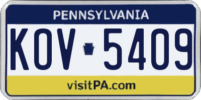 PA license plate KOV5409
