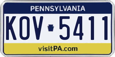PA license plate KOV5411