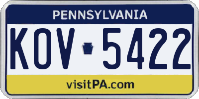 PA license plate KOV5422
