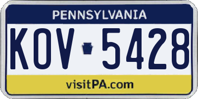 PA license plate KOV5428
