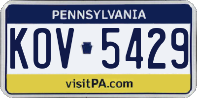 PA license plate KOV5429