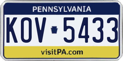 PA license plate KOV5433