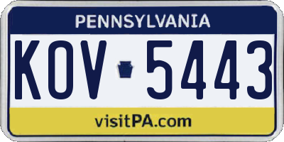PA license plate KOV5443