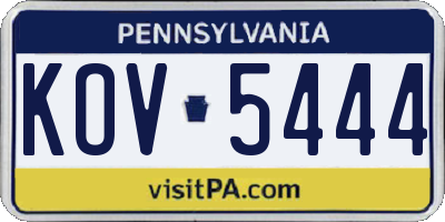 PA license plate KOV5444
