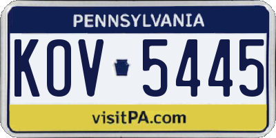 PA license plate KOV5445