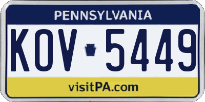 PA license plate KOV5449