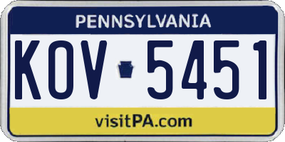 PA license plate KOV5451
