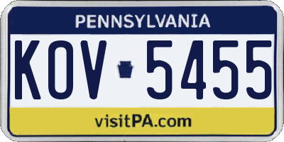 PA license plate KOV5455