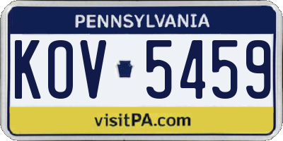 PA license plate KOV5459