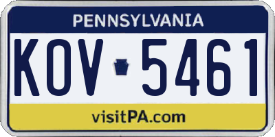 PA license plate KOV5461
