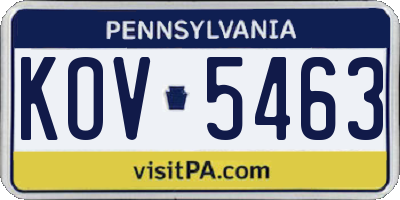 PA license plate KOV5463