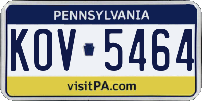 PA license plate KOV5464