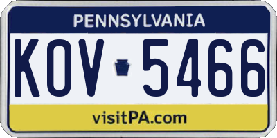PA license plate KOV5466