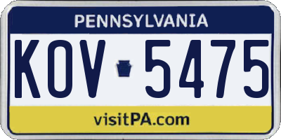 PA license plate KOV5475