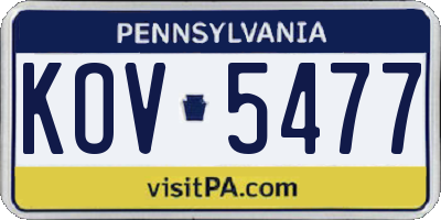 PA license plate KOV5477