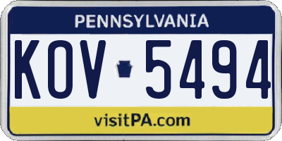 PA license plate KOV5494