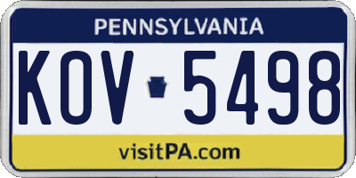 PA license plate KOV5498