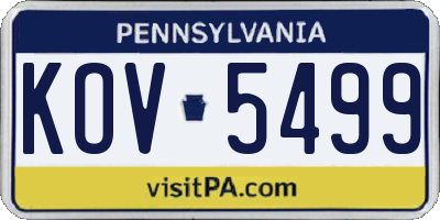 PA license plate KOV5499