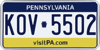 PA license plate KOV5502