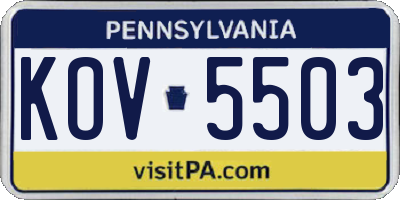 PA license plate KOV5503