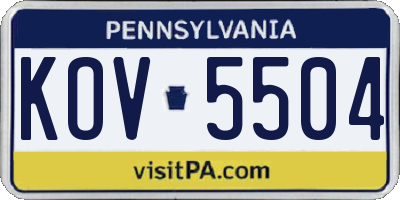 PA license plate KOV5504