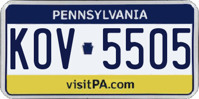 PA license plate KOV5505