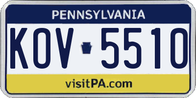 PA license plate KOV5510