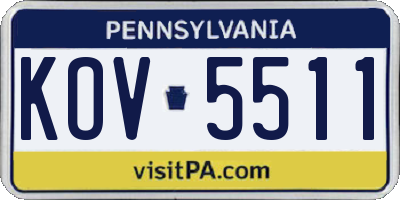 PA license plate KOV5511