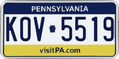 PA license plate KOV5519