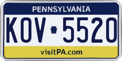 PA license plate KOV5520