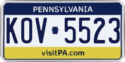 PA license plate KOV5523