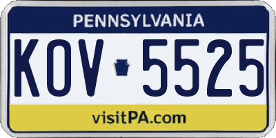 PA license plate KOV5525